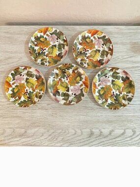 New Fall Leaf Plates Set of 5 Pamela Gladding Santa Barbara Ceramic Design